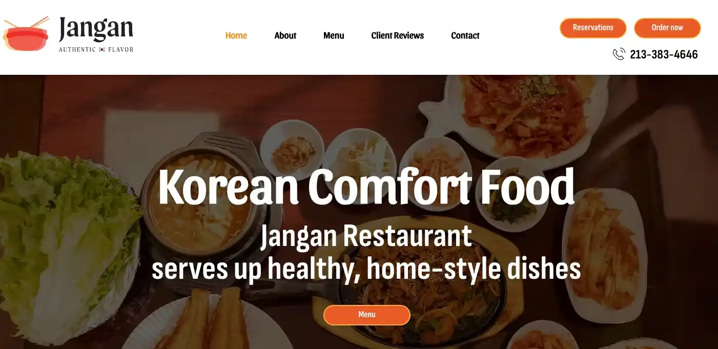 janganrestaurantla.com website screenshot